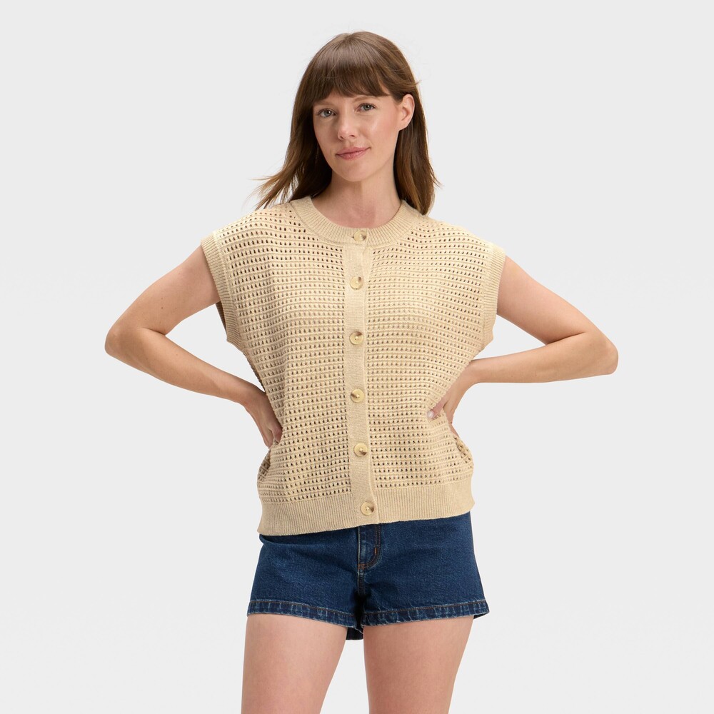 Open Knit Button Front Sweater| Vest Cardigan Layering Fall
